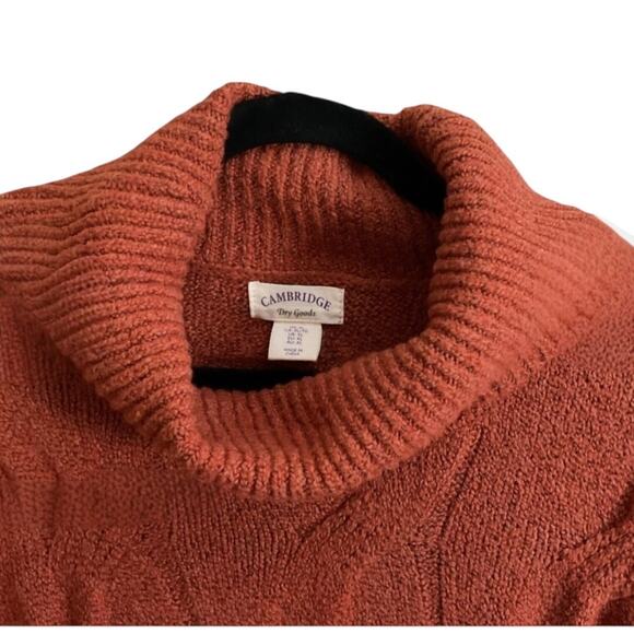 Cambridge Dry Goods Burnt Orange Cable Knit Cowl Neck Sweater Womens SZ XL - Picture 5 of 10